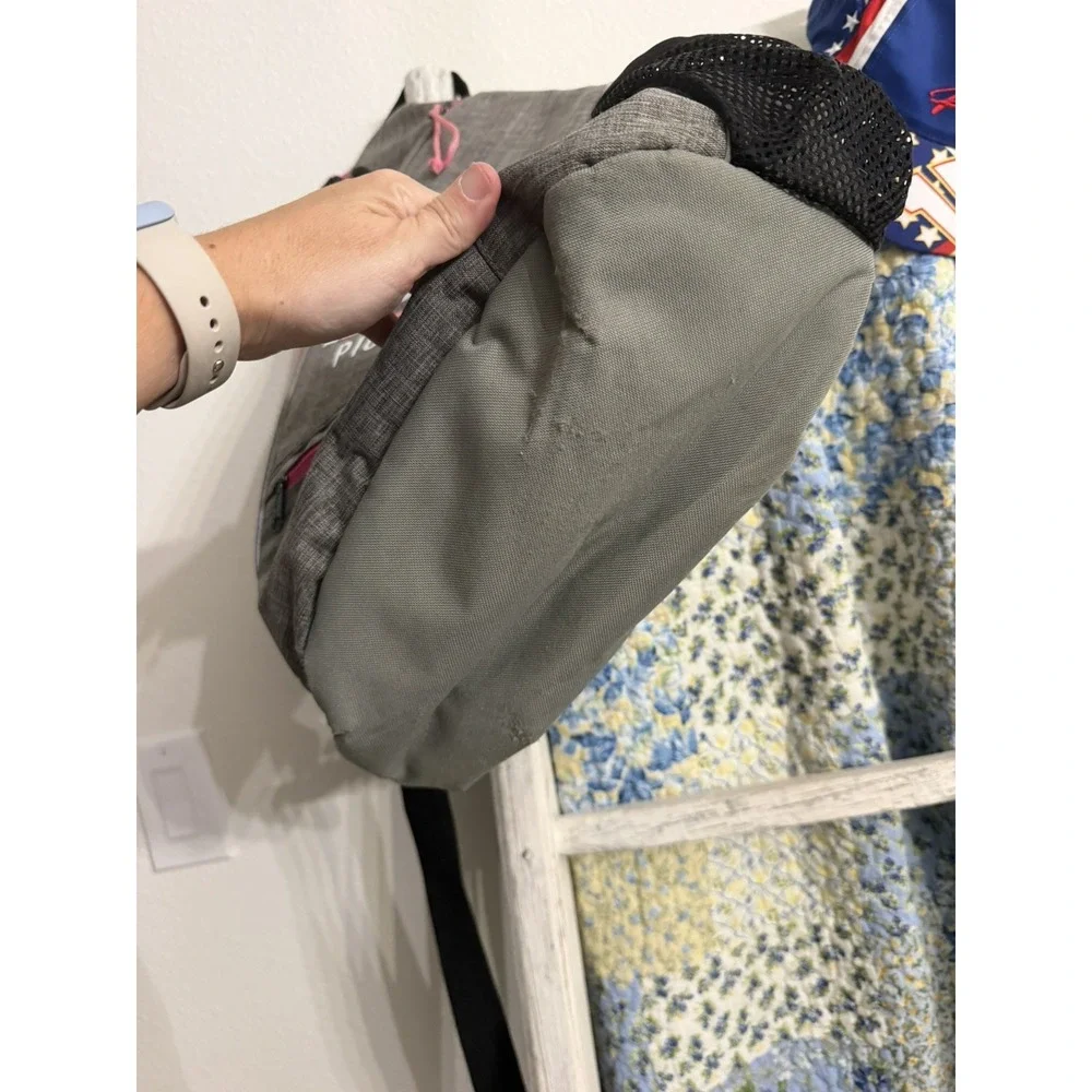 Franklin Pickleball Sling Bag Backpack, Gray with Pink Zippers